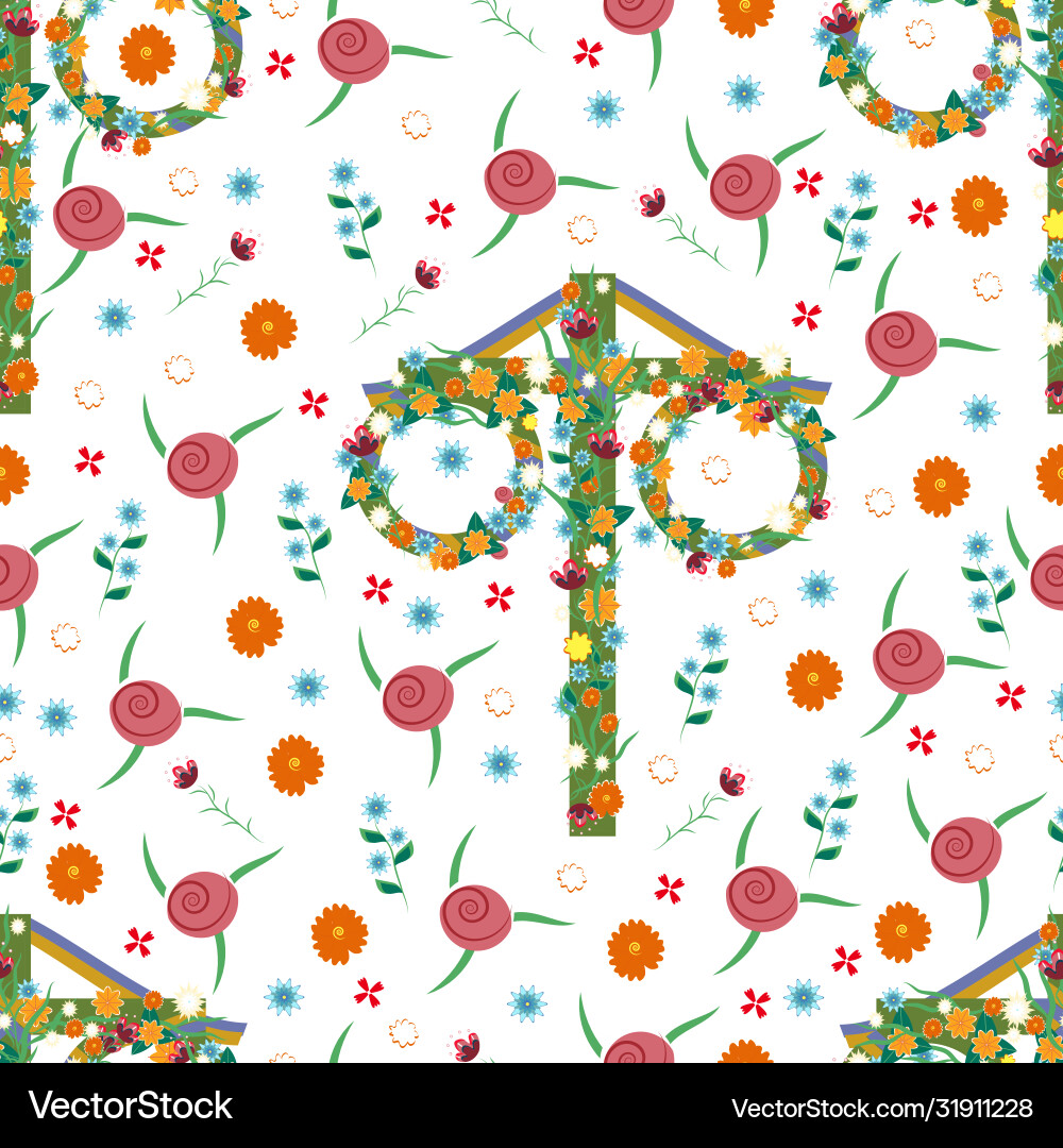 Midsummer festival background seamless pattern Midsummer festival background seamless pattern vector image