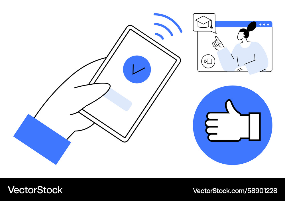 Mobile Learning & Approval Vector Image