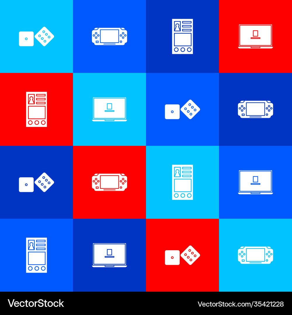 Set game dice portable video console create Set game dice portable video console create vector image