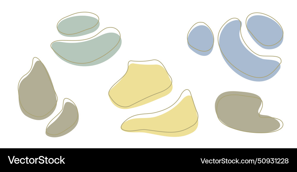 Set of organic irregular blob shapes with stroke Set of organic irregular blob shapes with stroke vector image