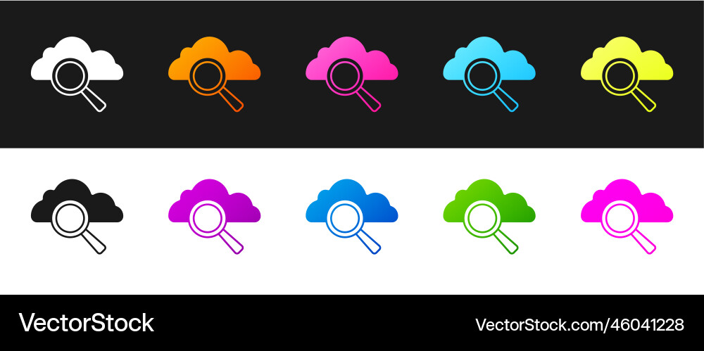 Set search cloud computing icon isolated on black Set search cloud computing icon isolated on black vector image
