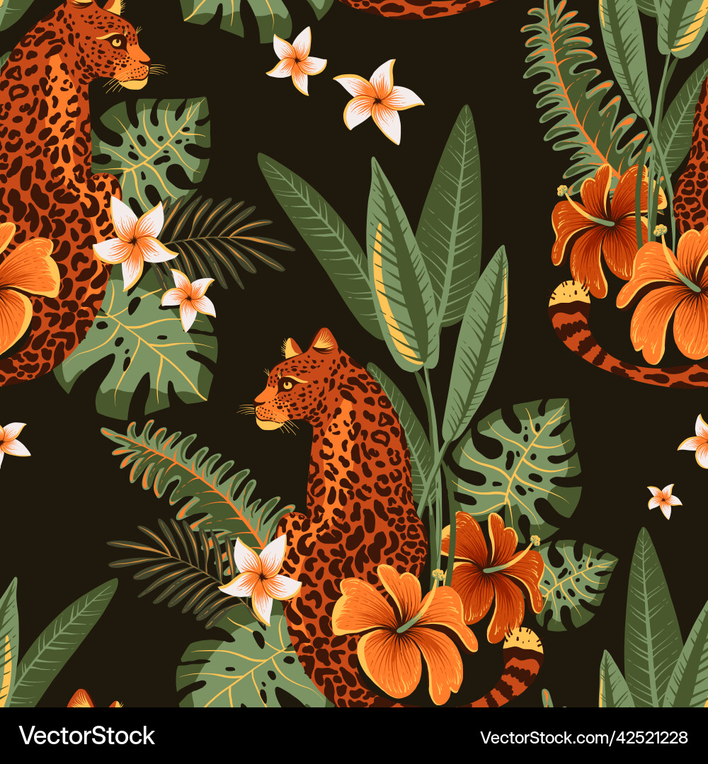 Tropical Palm Jungle Pattern Vector Image