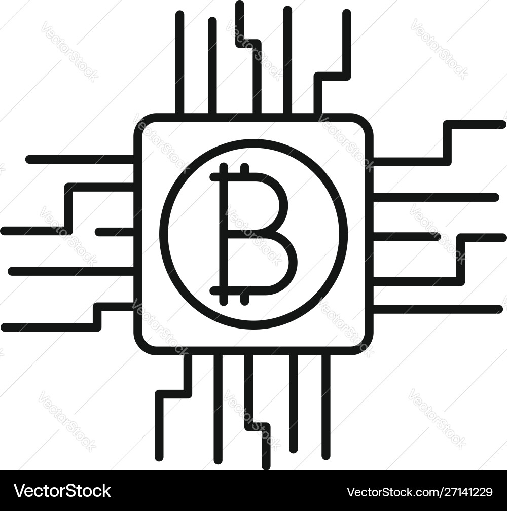 Bitcoin mining icon outline style vector image