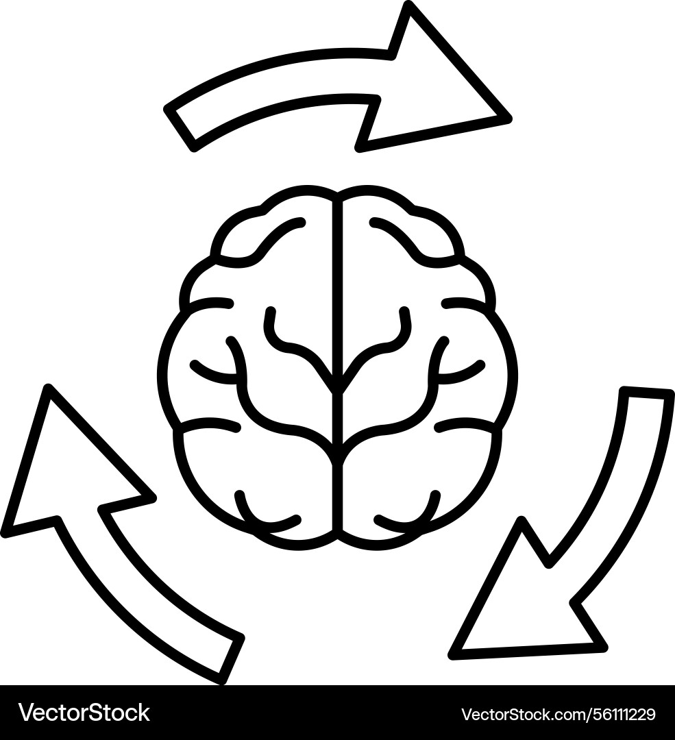 Brain with two different halves and arrows Brain with two different halves and arrows vector image