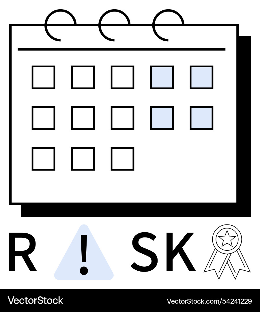 Calendar with highlighted dates and risk text Vector Image