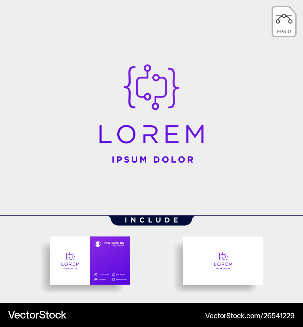Coding digital logo design template lineart vector image