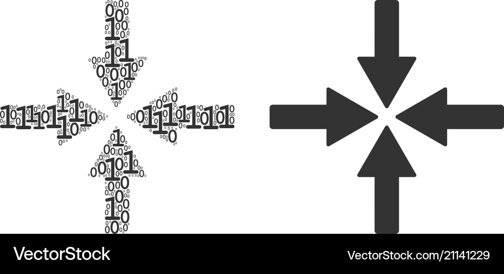 Collide arrows mosaic of binary digits Collide arrows mosaic of binary digits vector image