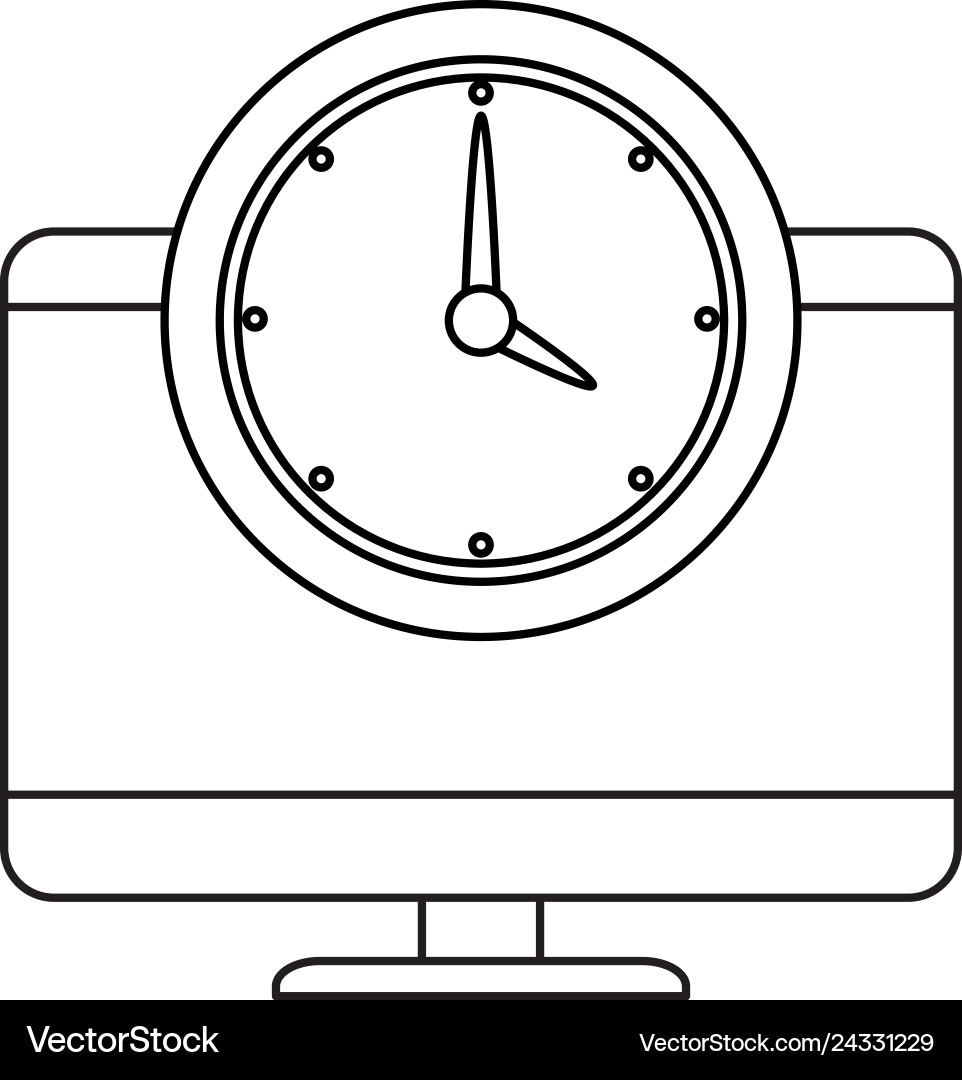 Computer desktop with watch Computer desktop with watch vector image