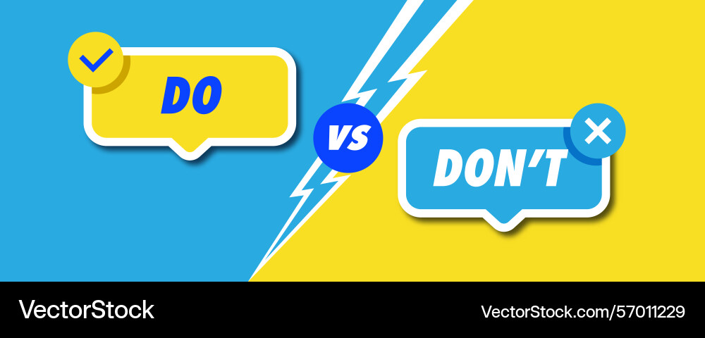 Do vs dont card 3d style on colorful background Vector Image