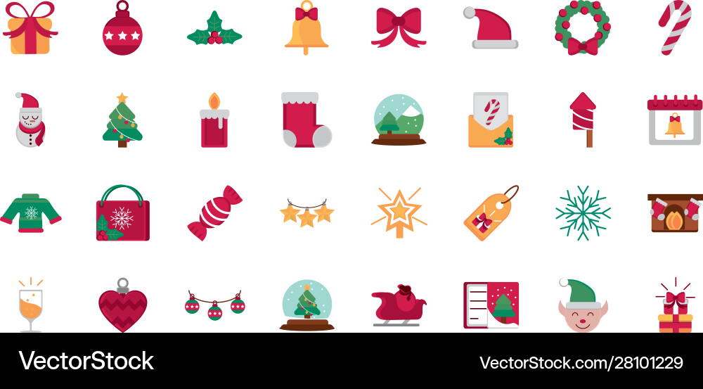 Feier Dekoration glücklich Weihnachten Ikonen Feier Dekoration glücklich Weihnachten Ikonen vektorbild