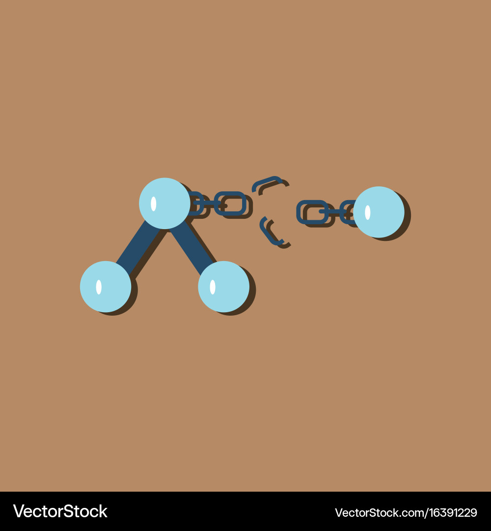 Flat icon design collection atom and broken chain Vector Image