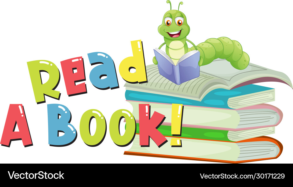 Font design for word read a book with bookworm vector image