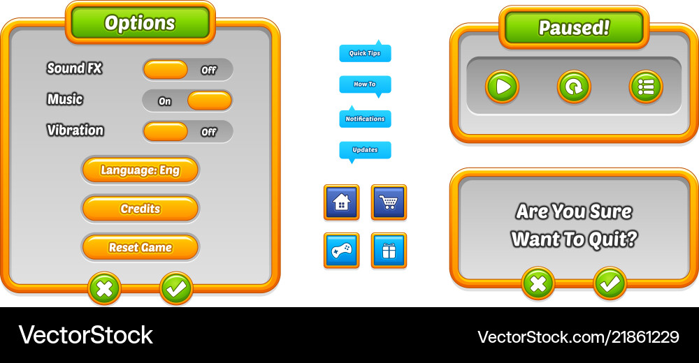 Game user interface templates vector image
