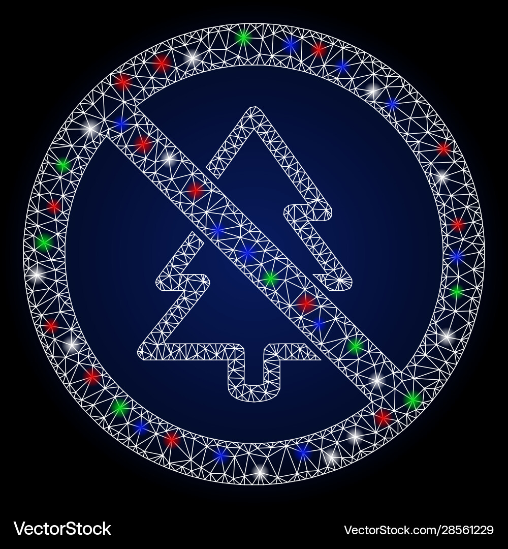 Glowing mesh network no fir-tree with light spots Glowing mesh network no fir-tree with light spots vector image