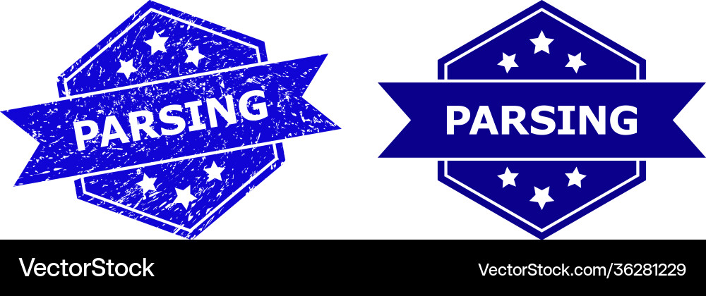 Hexagonal parsing stamp with rubber surface vector image