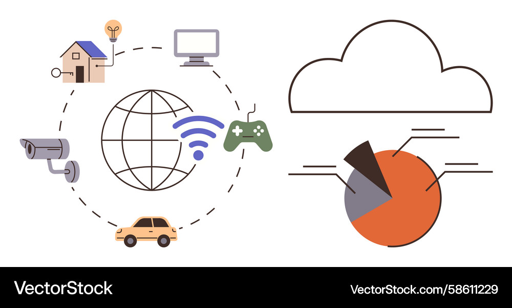 Internet of things with cloud computing and data Internet of things with cloud computing and data Vector Image