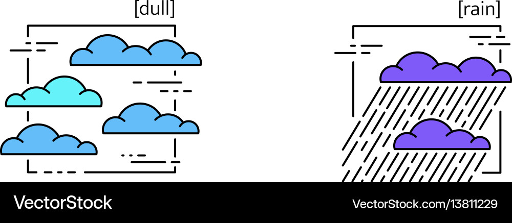 Line icons with symbol weather isolated clouds Vector Image