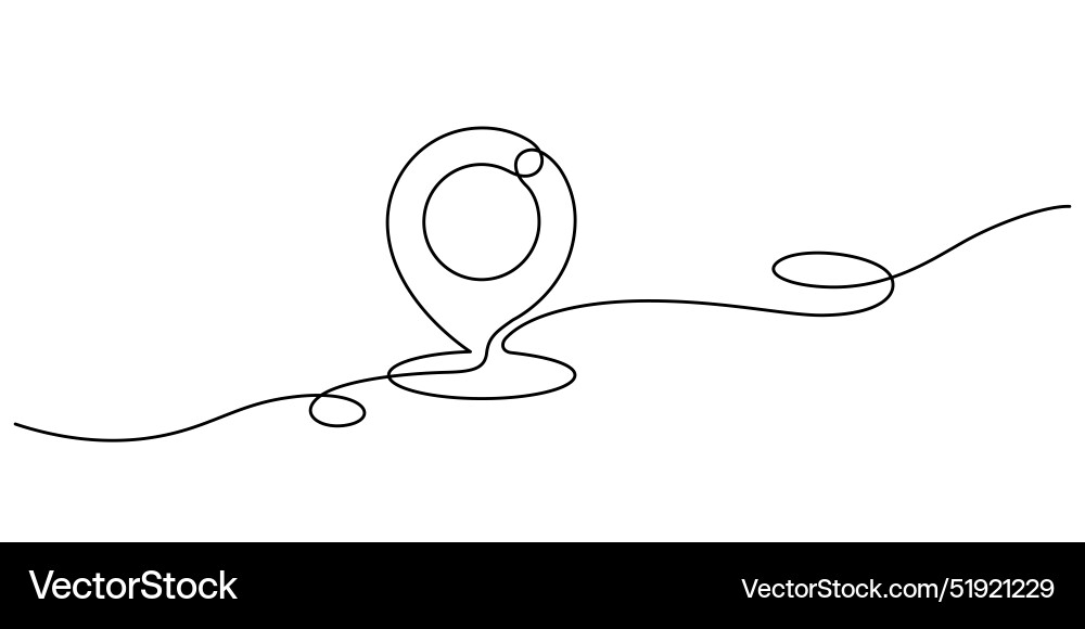 Map pin icon location continuous one line drawing Map pin icon location continuous one line drawing vector image