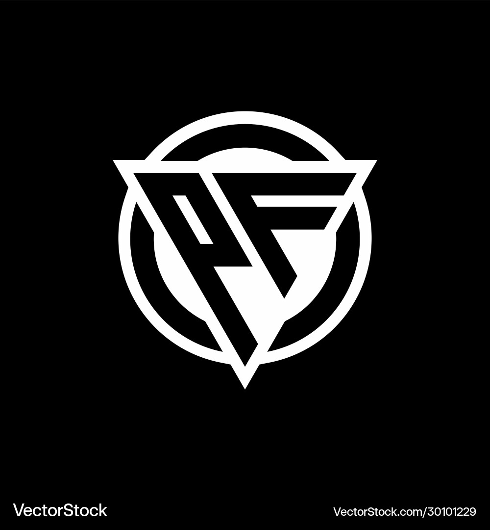 Pf logo with negative space triangle shape vector image