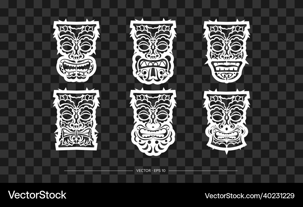 Polynesia mask pattern set the contour Vector Image