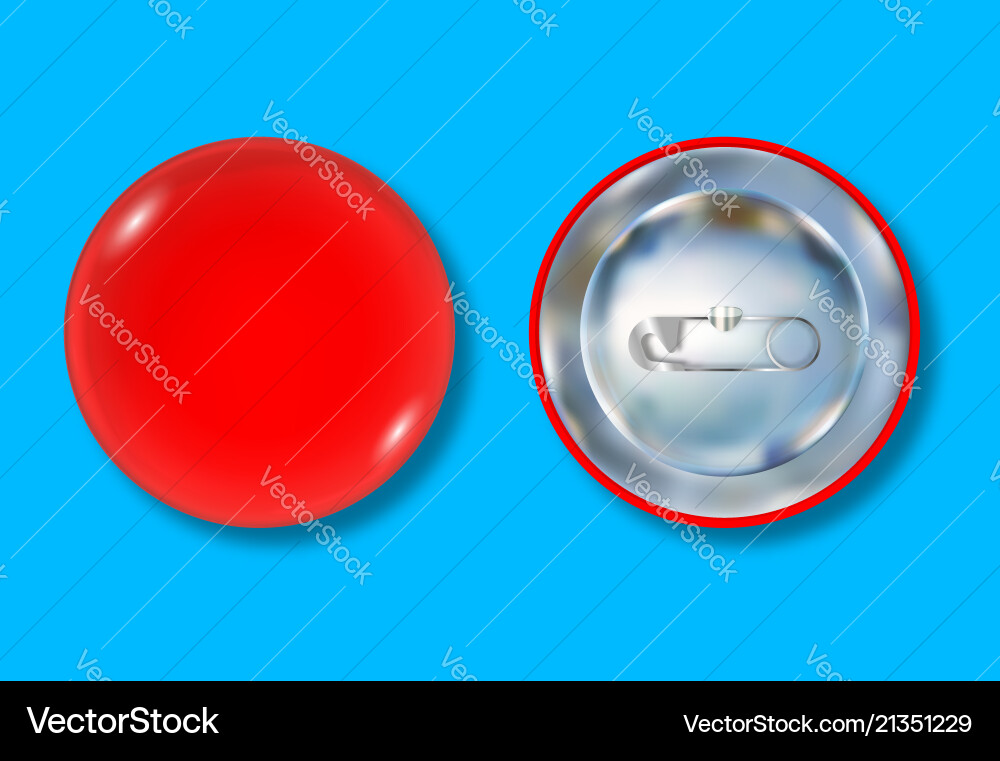 Red pin button front and back side Red pin button front and back side vector image