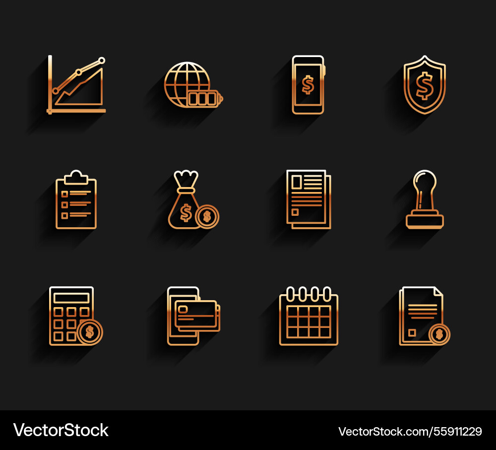 Set line calculator with dollar symbol mobile vector image