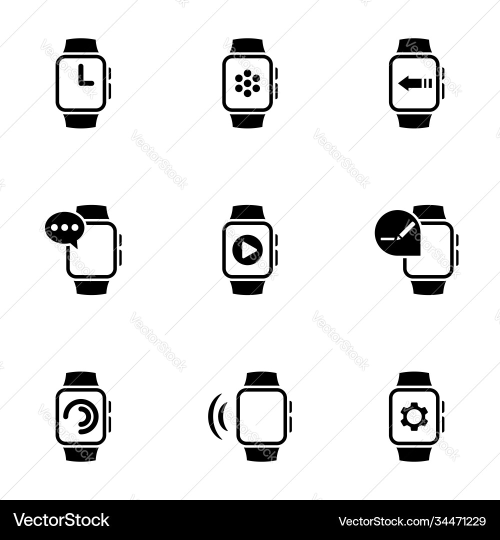 Set simple icons on a theme smart watch Set simple icons on a theme smart watch vector image
