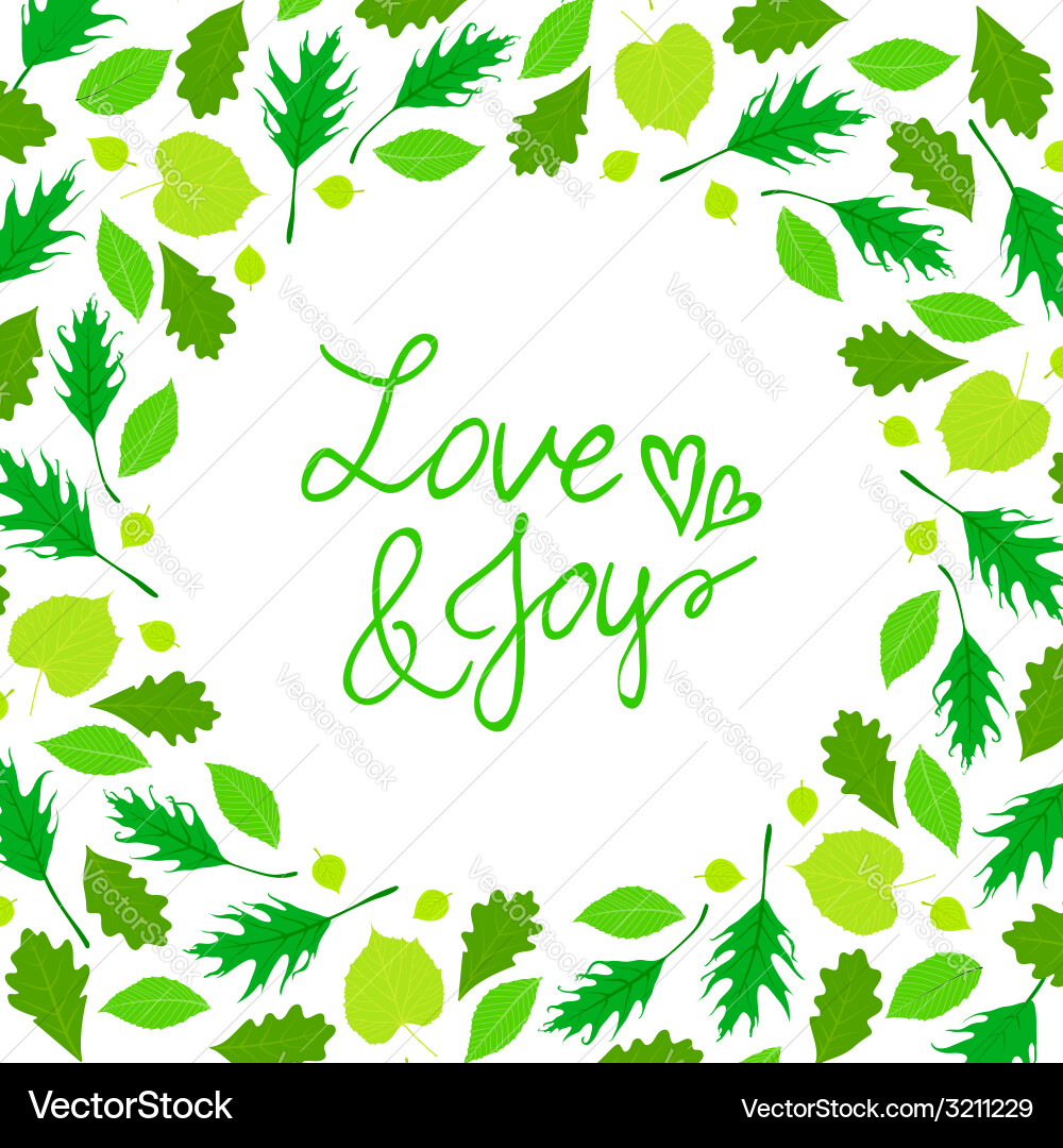 Spring card background with wreath of leaves Vector Image