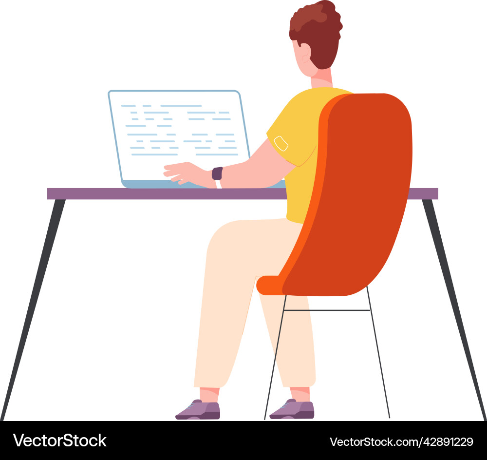 Woman working on computer female programmer Woman working on computer female programmer vector image