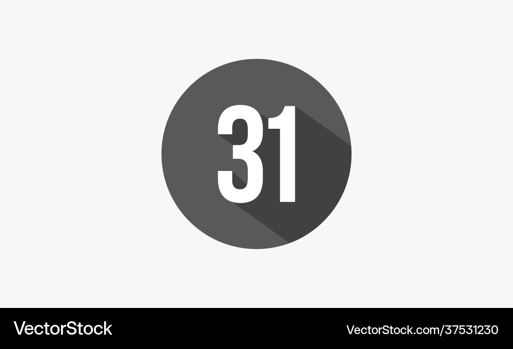 31 number with shadow isolated on white background 31 number with shadow isolated on white background vector image