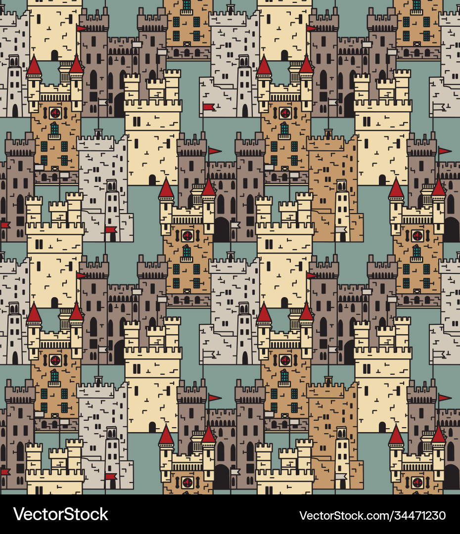 Ancient castles seamless pattern abstract Ancient castles seamless pattern abstract vector image