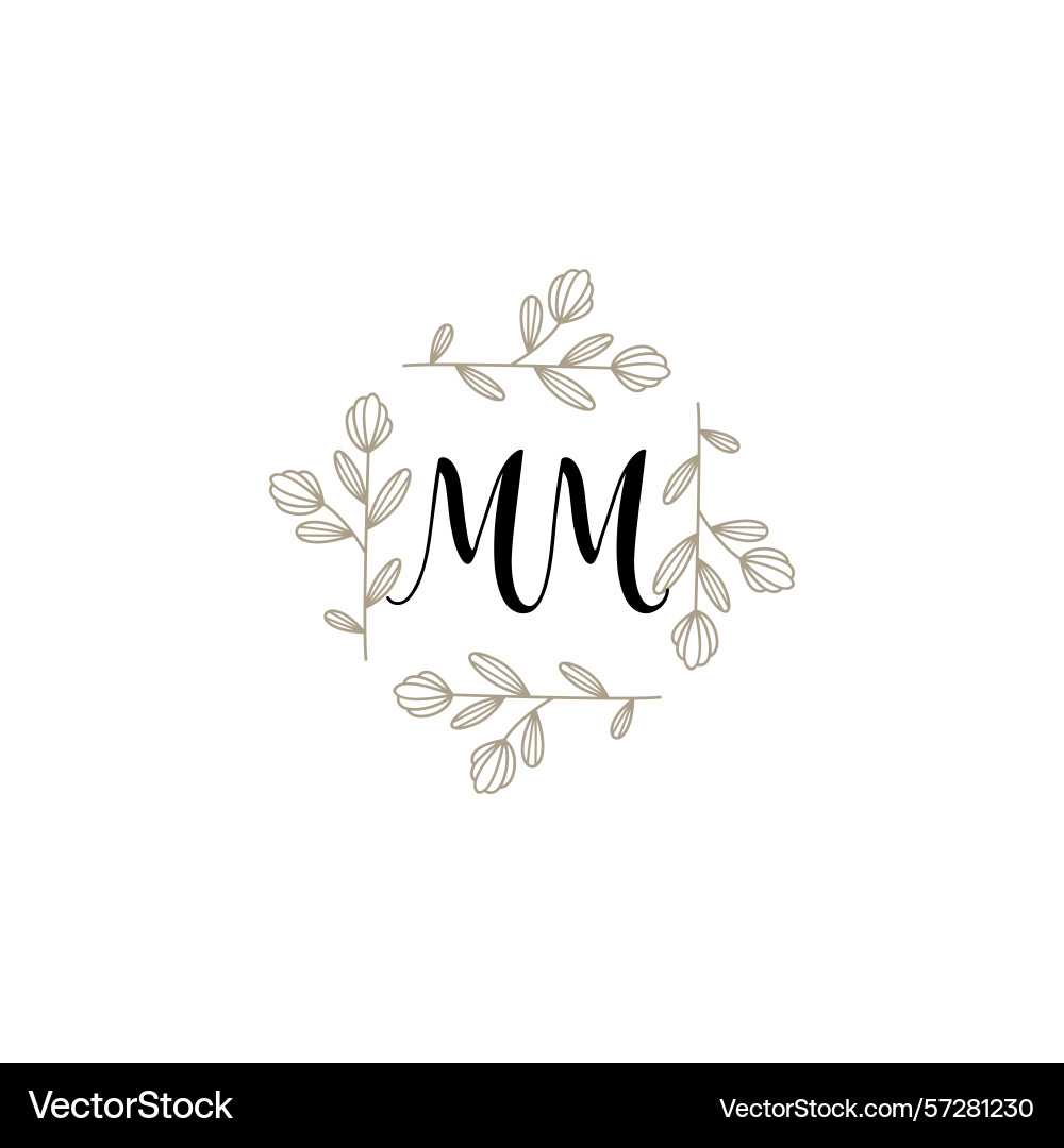 Botanical monogram logos with initial mm Vector Image