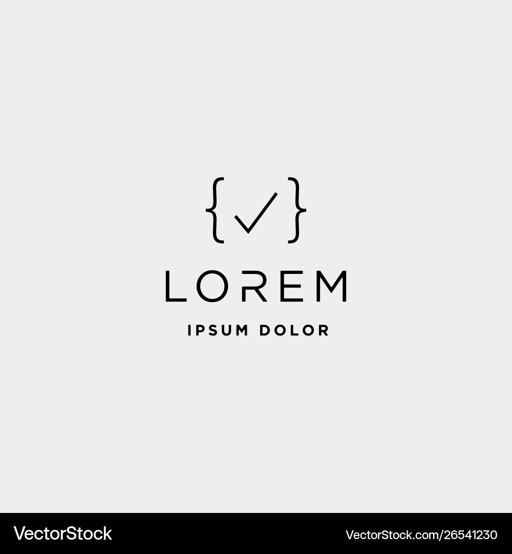 Code check logo design simple approve coding vector image
