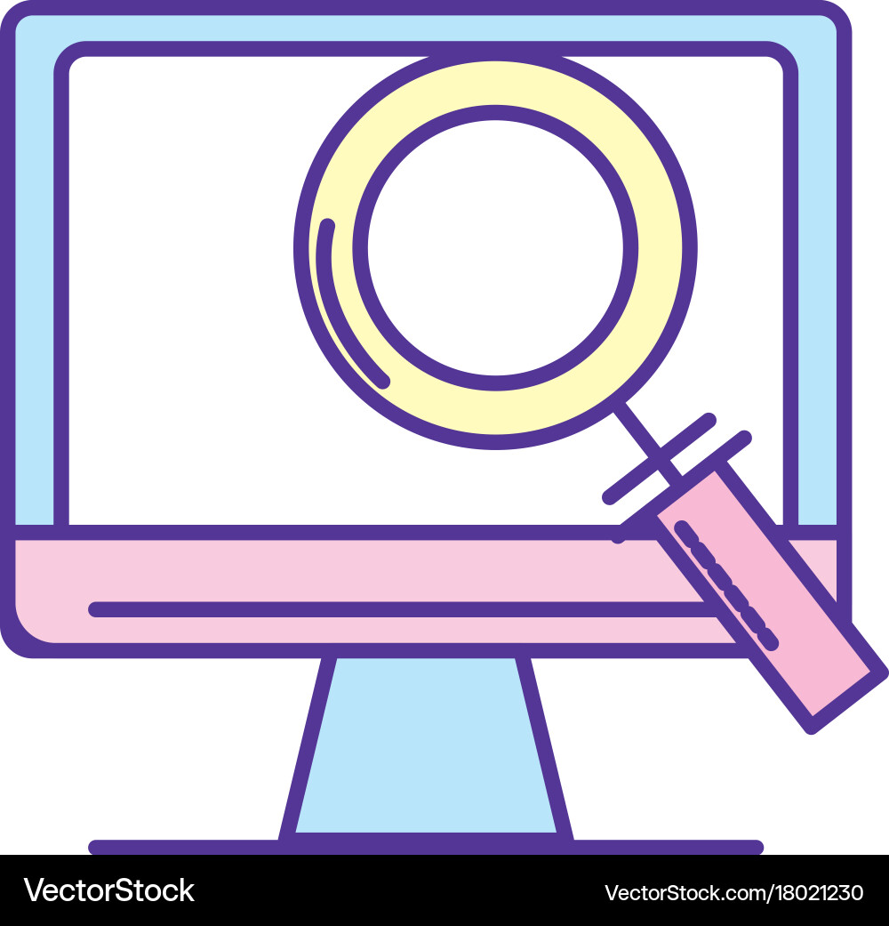 Computer technology information with magnifying Vector Image