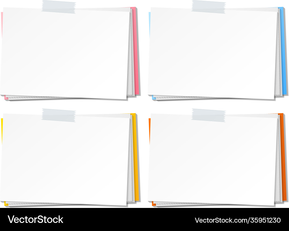Empty paper note template stick with tape Empty paper note template stick with tape vector image