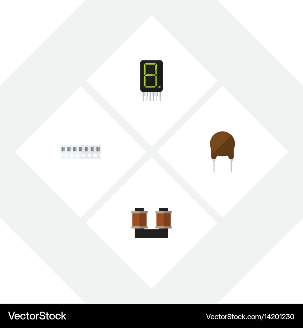 Flat electronics set of display coil copper vector image