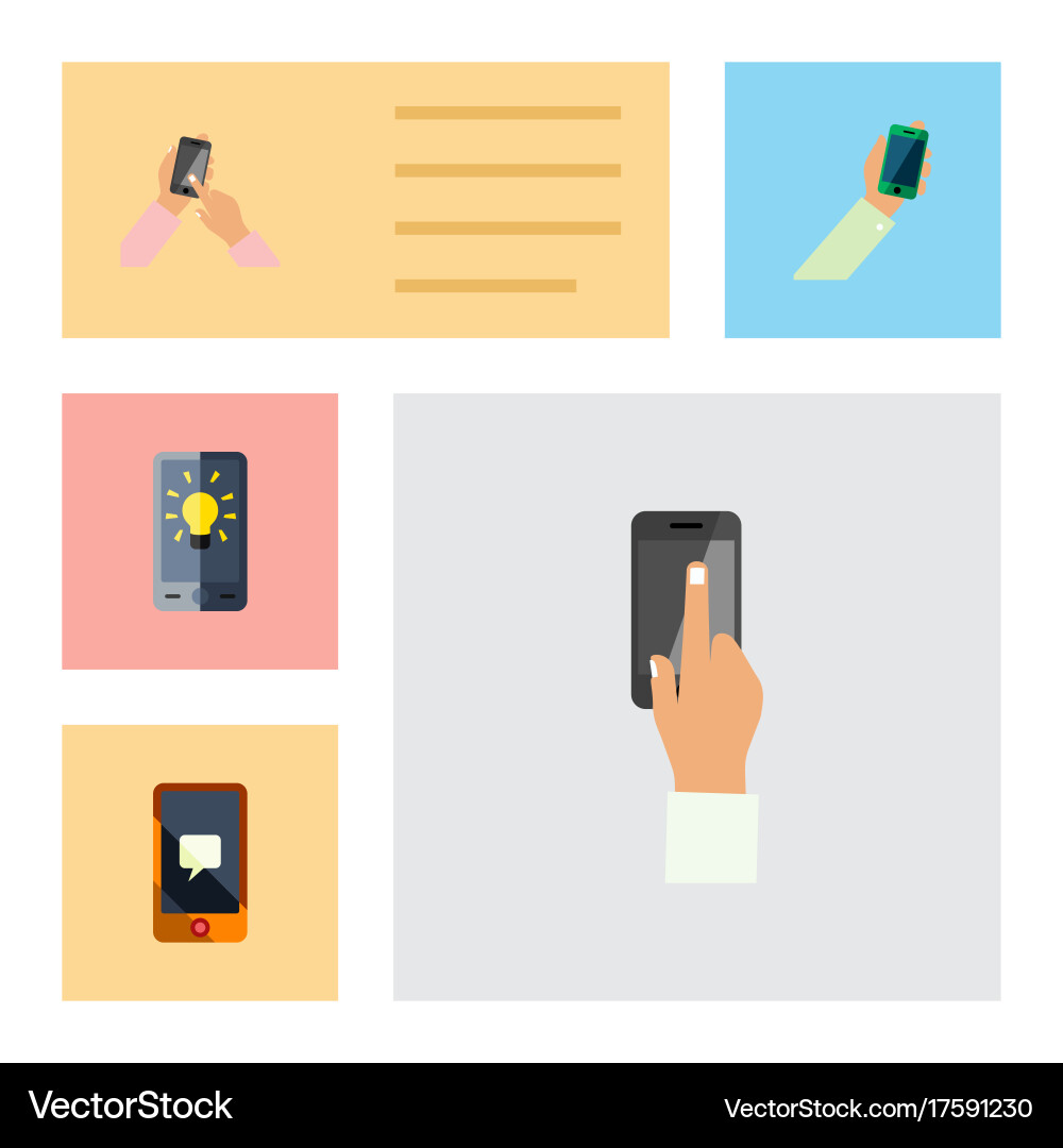 Flat icon touchscreen set of interactive display vector image