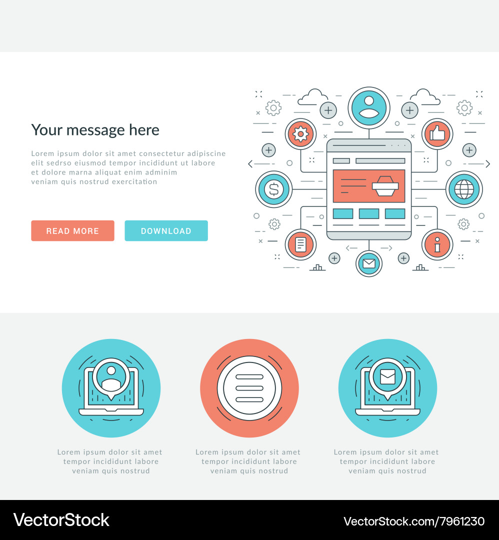 Flat line business concept web site header vector image