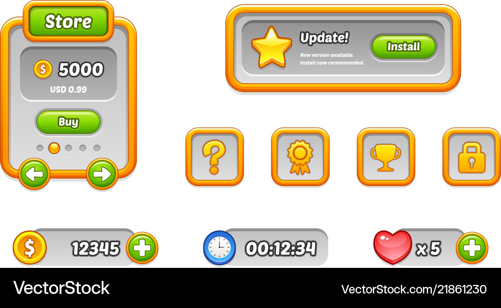 Game user interface templates vector image