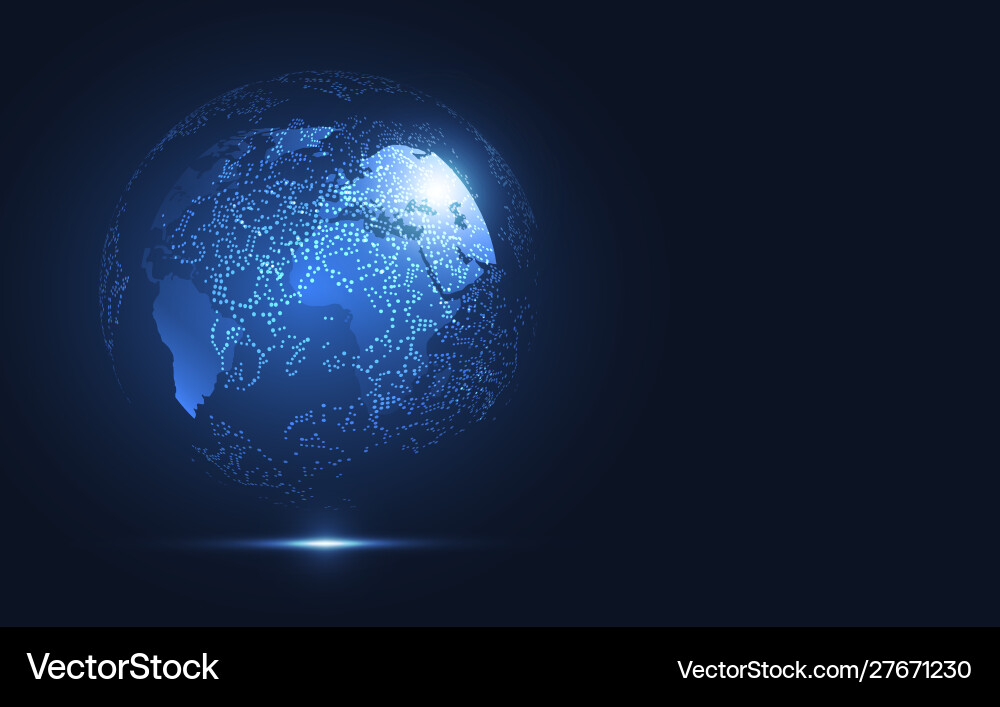 Global network connection world map point Global network connection world map point vector image