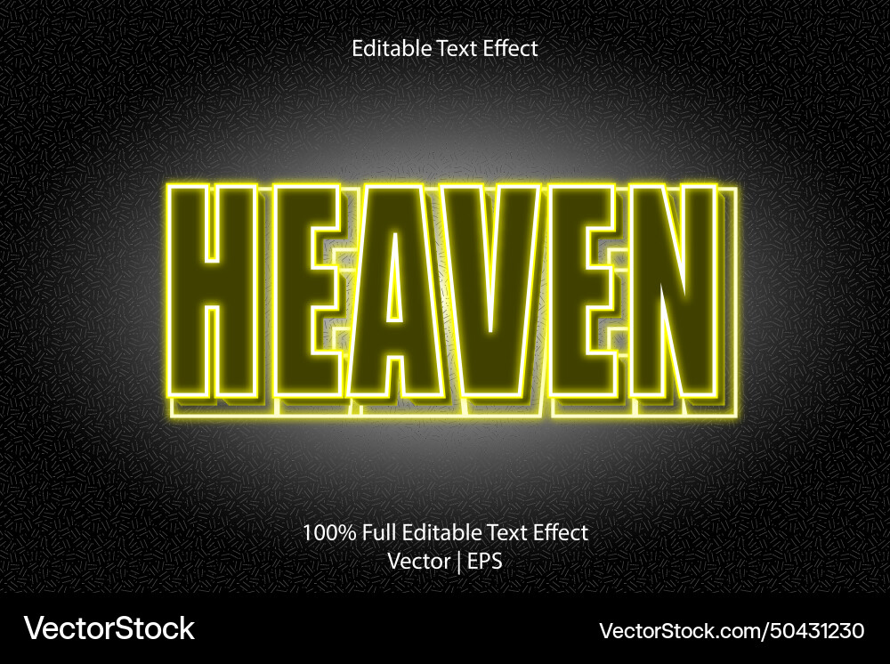 Heaven editable text effect 3 dimension emboss Vector Image