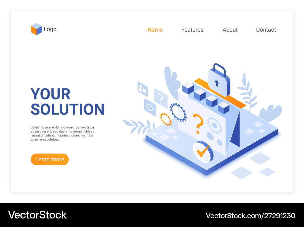 Isometric Solution Landing Page vector image