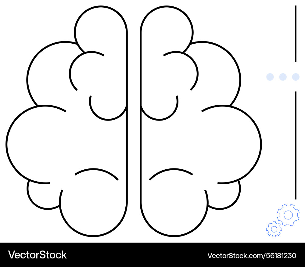 Minimalist brain design with gears representing Minimalist brain design with gears representing vector image