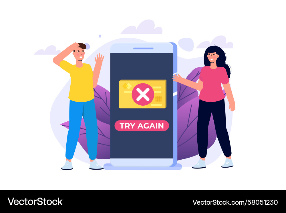 Payment Error Message on Smartphone Vector Image
