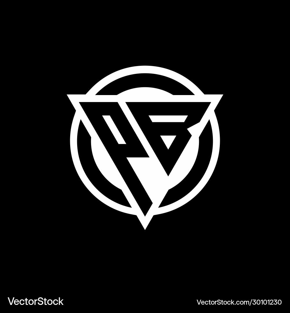 Pb logo with negative space triangle shape Vector Image