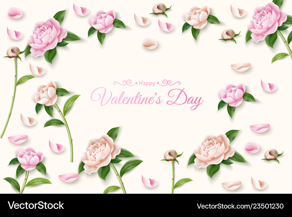 Peony flower leaf buds pattern frame Peony flower leaf buds pattern frame vector image