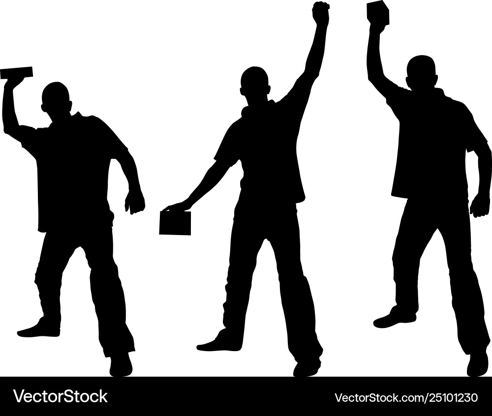 Rebellious Man Throwing Brick Vector Image