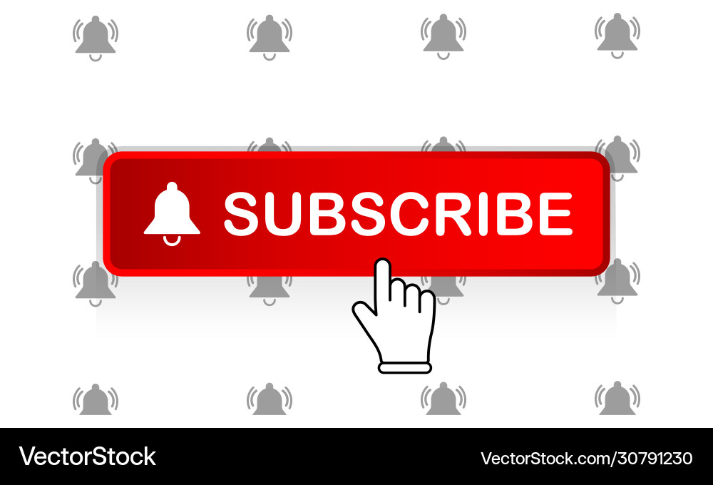 Red subscribe button with mouse pointer Red subscribe button with mouse pointer Vector Image