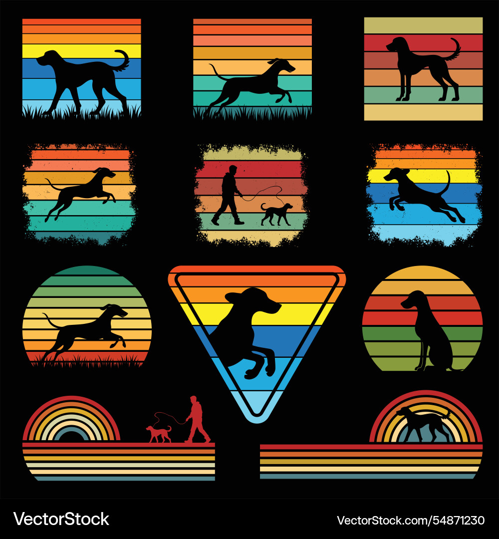 Redbone coonhound retro design bundle Vector Image