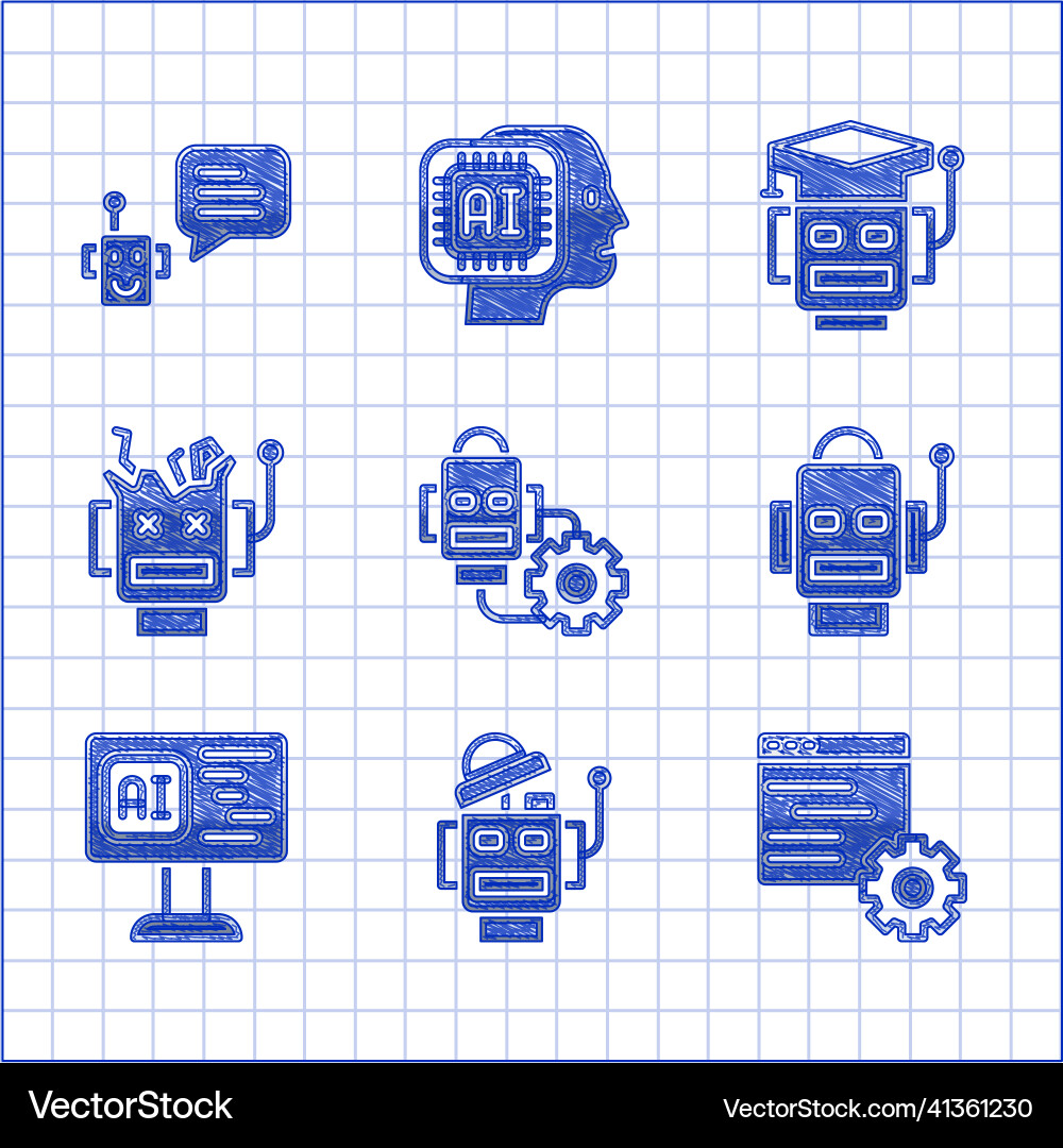 Robotereinstellung Computer api Schnittstelle Robotereinstellung Computer api Schnittstelle vektorbild